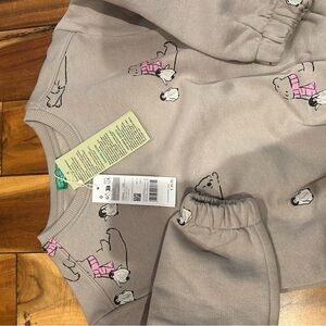 Kids Beige Bear Print Bottoms